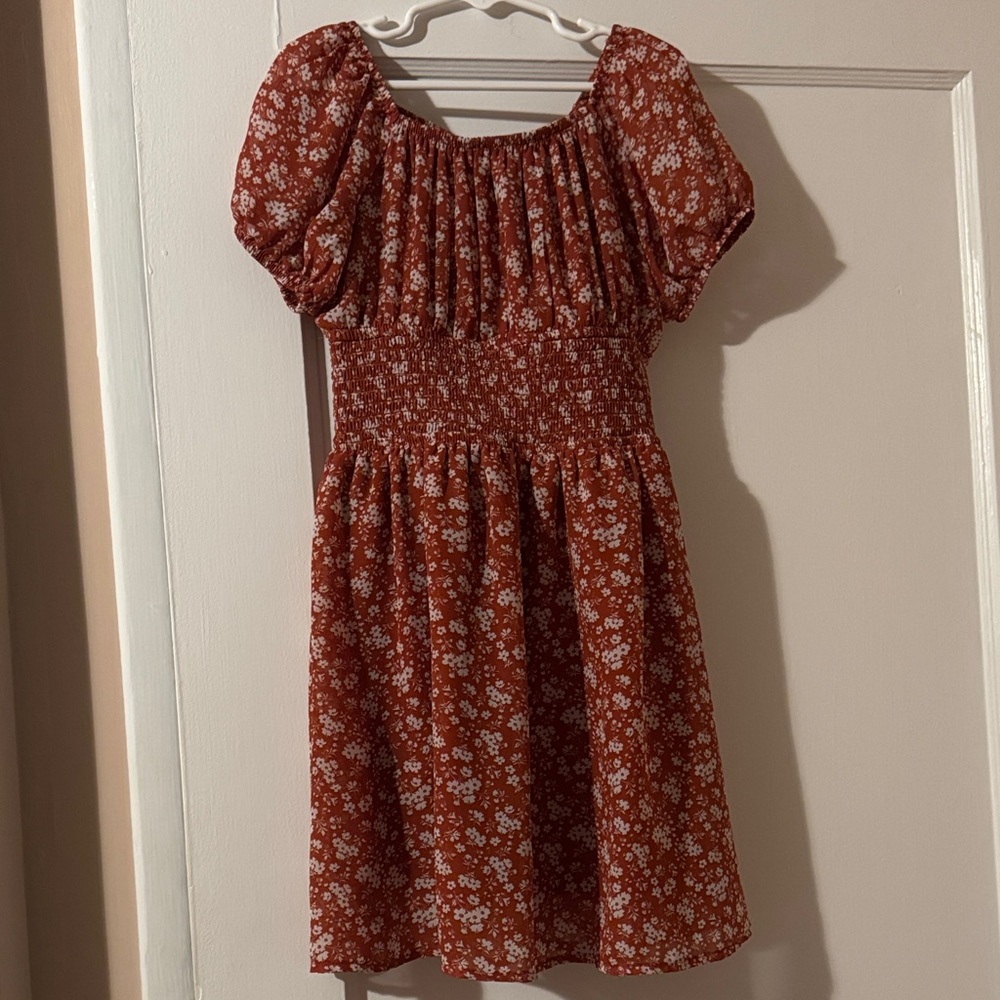 Wonder Nation Burnt Brown Floral Kids Dress